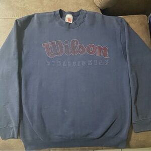 Vintage Wilson Athleticwear Crewneck Sweatshirt Mens XL Blue 90s Spellout USA